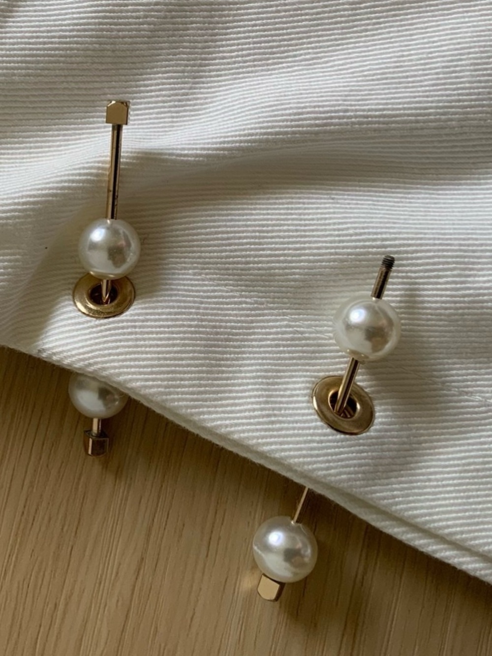 MOTHER Of Pearl White High-Rise Jeans with Pearl Embellishments - Picture 11 of 14